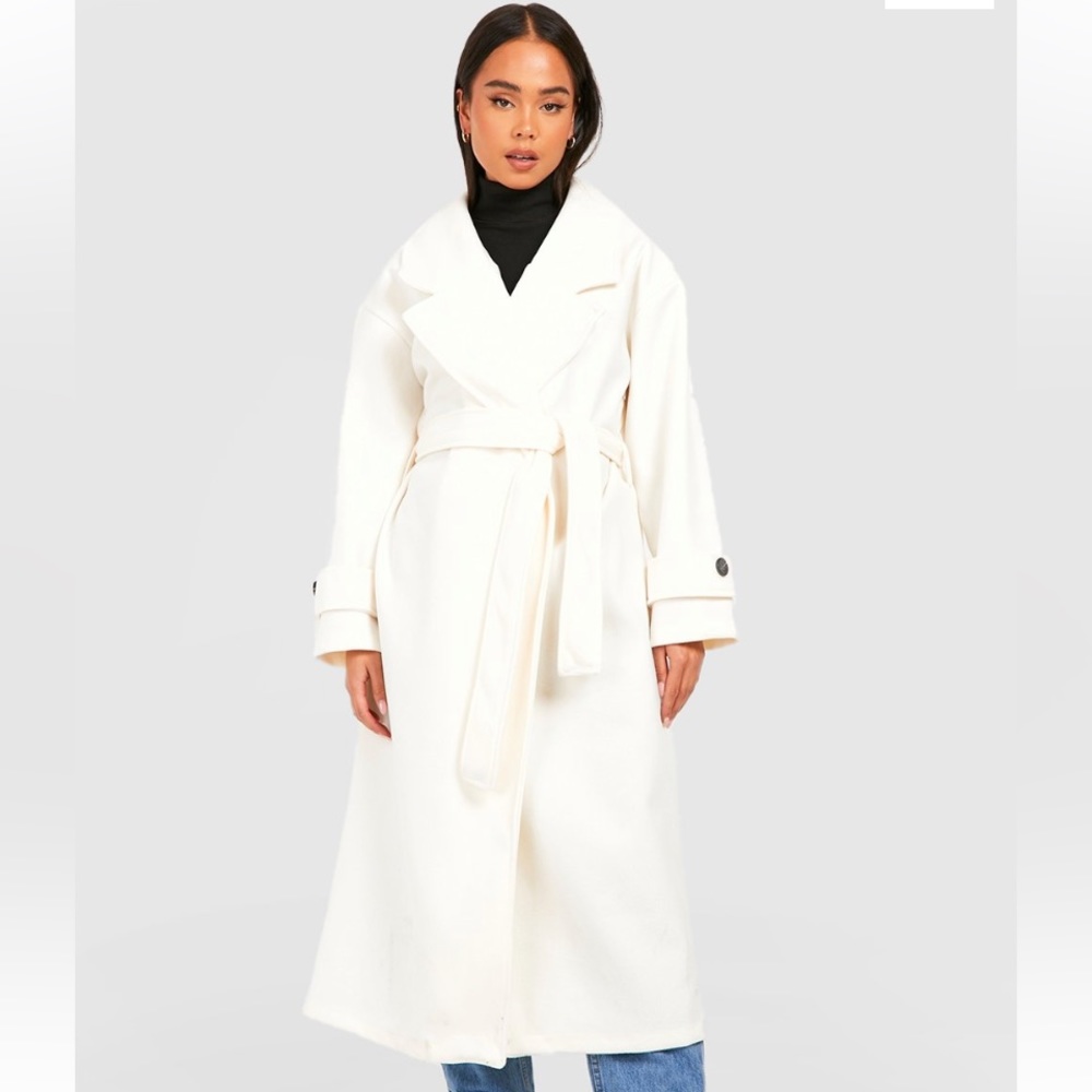 NWT Wool Look Longline Trench Coat
